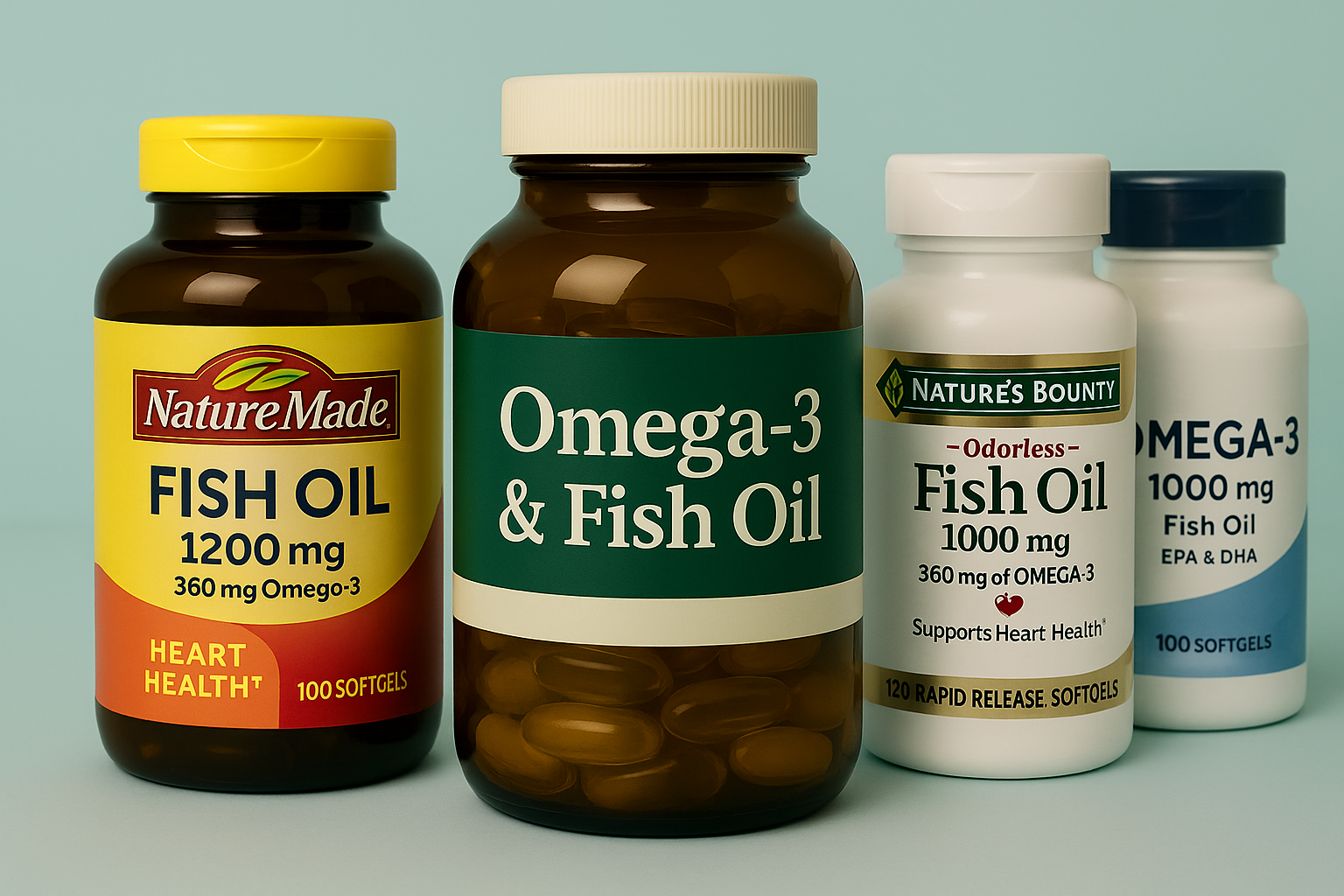 Omega-3 supplements and fish oil capsules for heart, brain, and joint health support