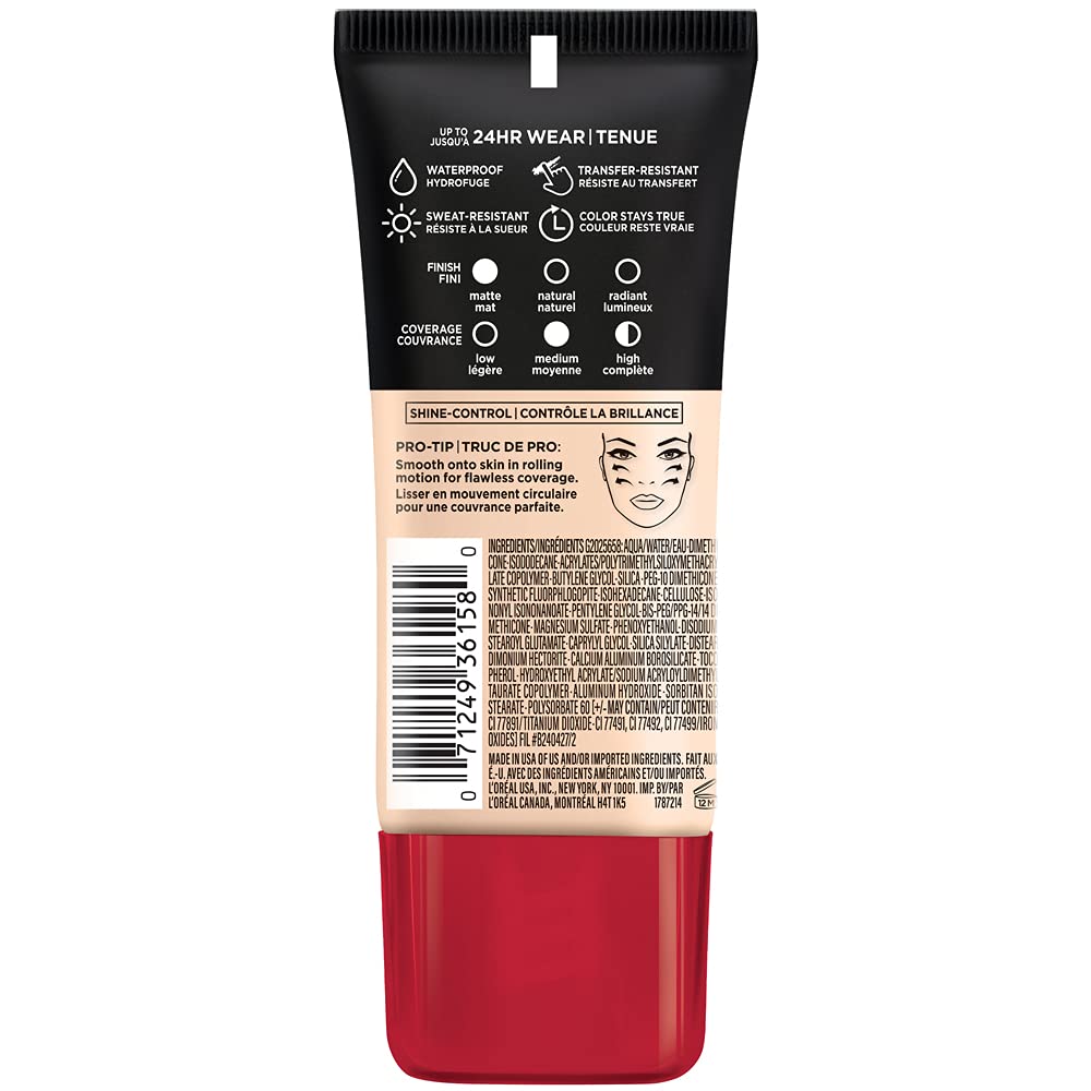 L'Oréal Paris Infallible Pro-Matte Foundation 100 True Alabaster 1.0 fl oz (30 ml) — product image 2