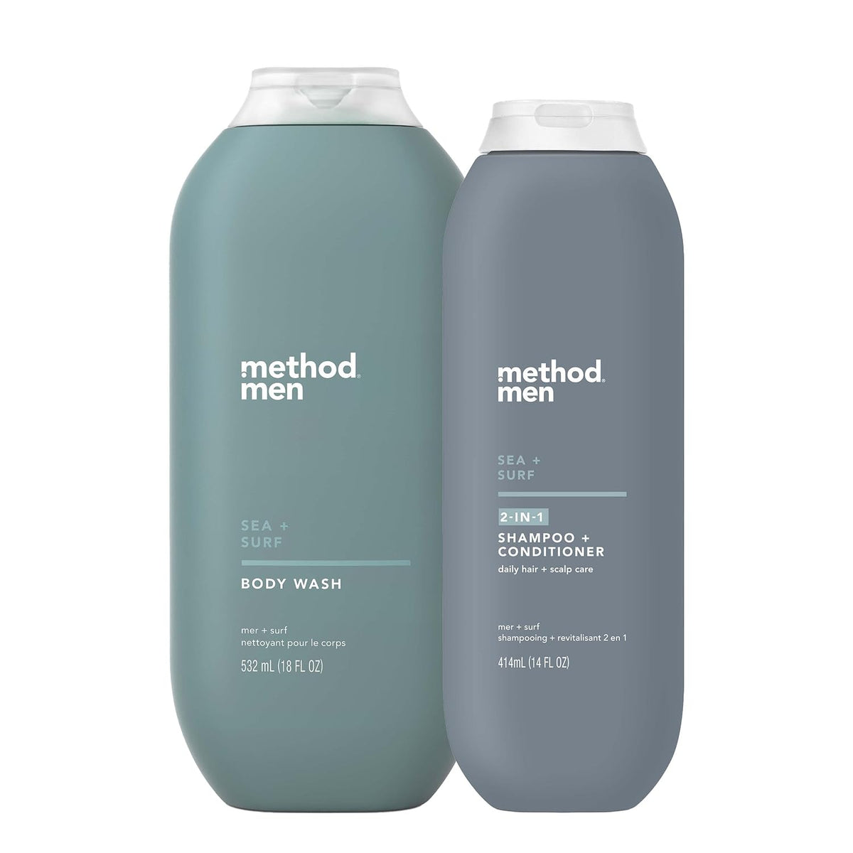 method men Sea + Surf Body Wash + 2-in-1 Shampoo + Conditioner Set 18 fl oz (532 ml) + 14 fl oz (414mL) — product image 1