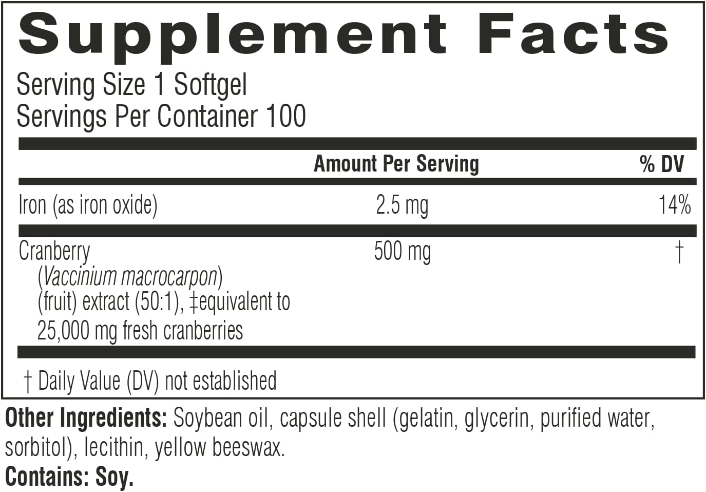 Swisse Cranberry Extract Softgels 25000mg 100 Count