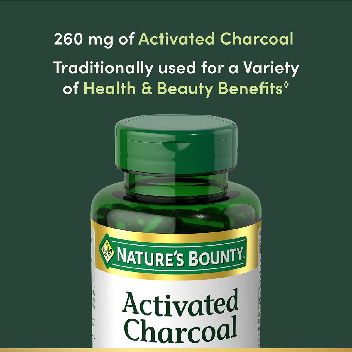 Nature’s Bounty Activated Charcoal 260 mg 100 Capsules — product image 4
