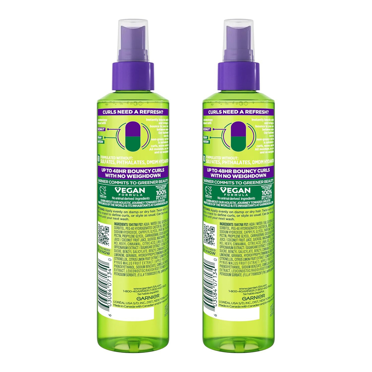 Garnier Fructis Curl Refresher Sulfate-Free Reviving Water Spray 8.5 fl oz (250 ml) (Pack of 2) — product image 2