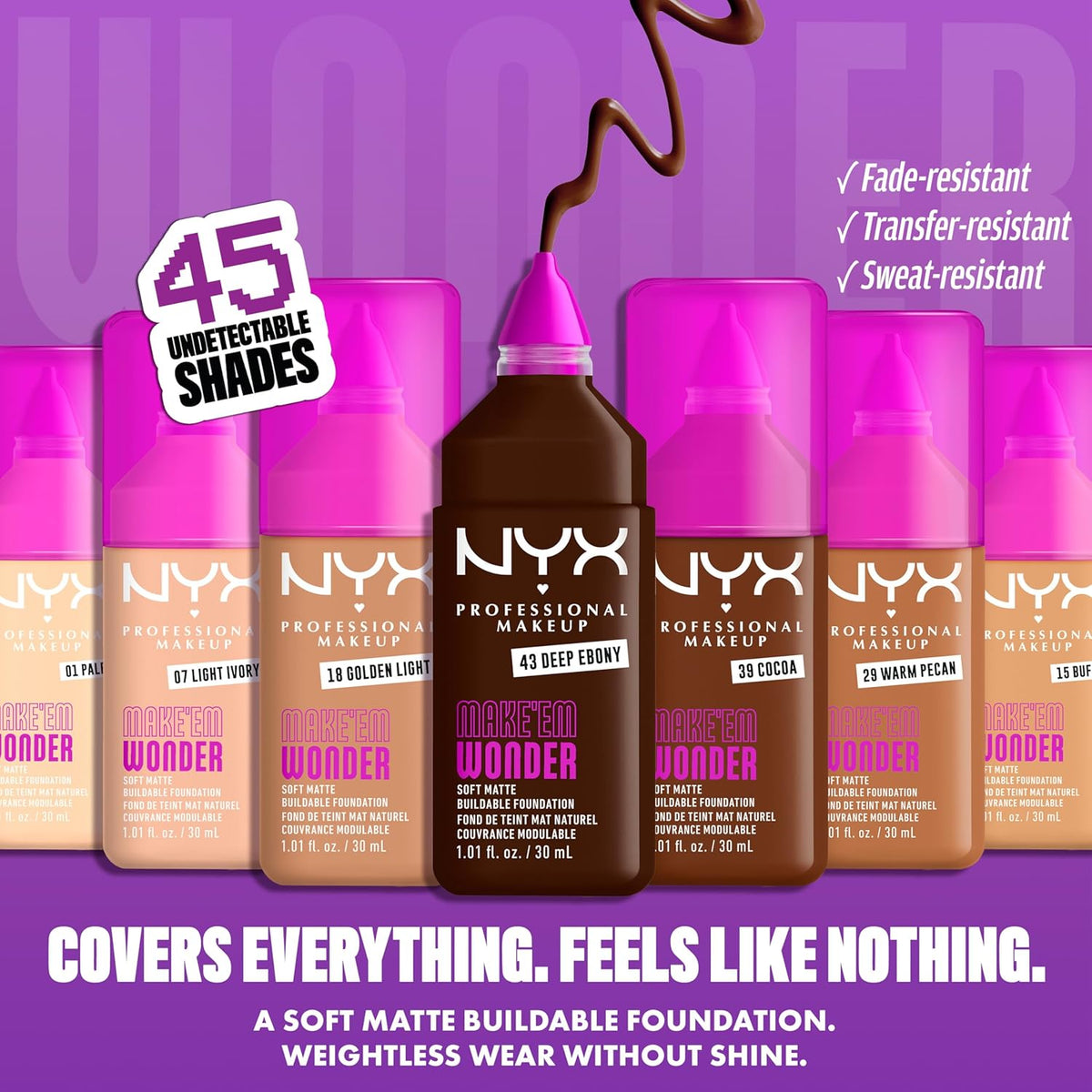NYX PROFESSIONAL MAKEUP Make'em Wonder Soft Matte Buildable Foundation 1.01 fl oz (30 ml) — product image 3