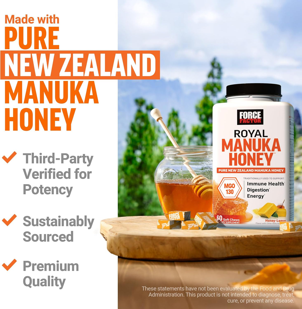 Force Factor Royal Manuka Honey 500 mg 60 Soft Chews — product image 3