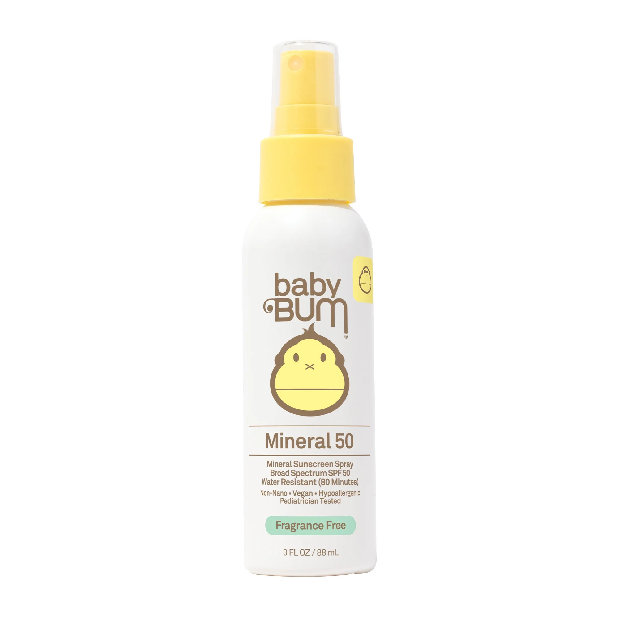 Baby Bum SPF 50 mineral sunscreen spray 3 oz front view