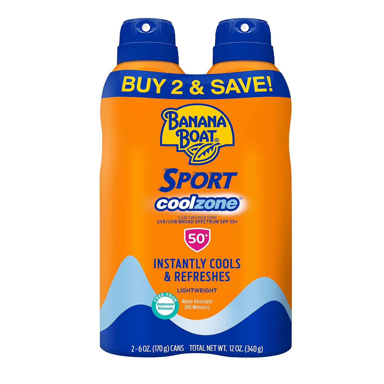 Banana Boat Cool Zone SPF 50 Sunscreen Spray Twin Pack
