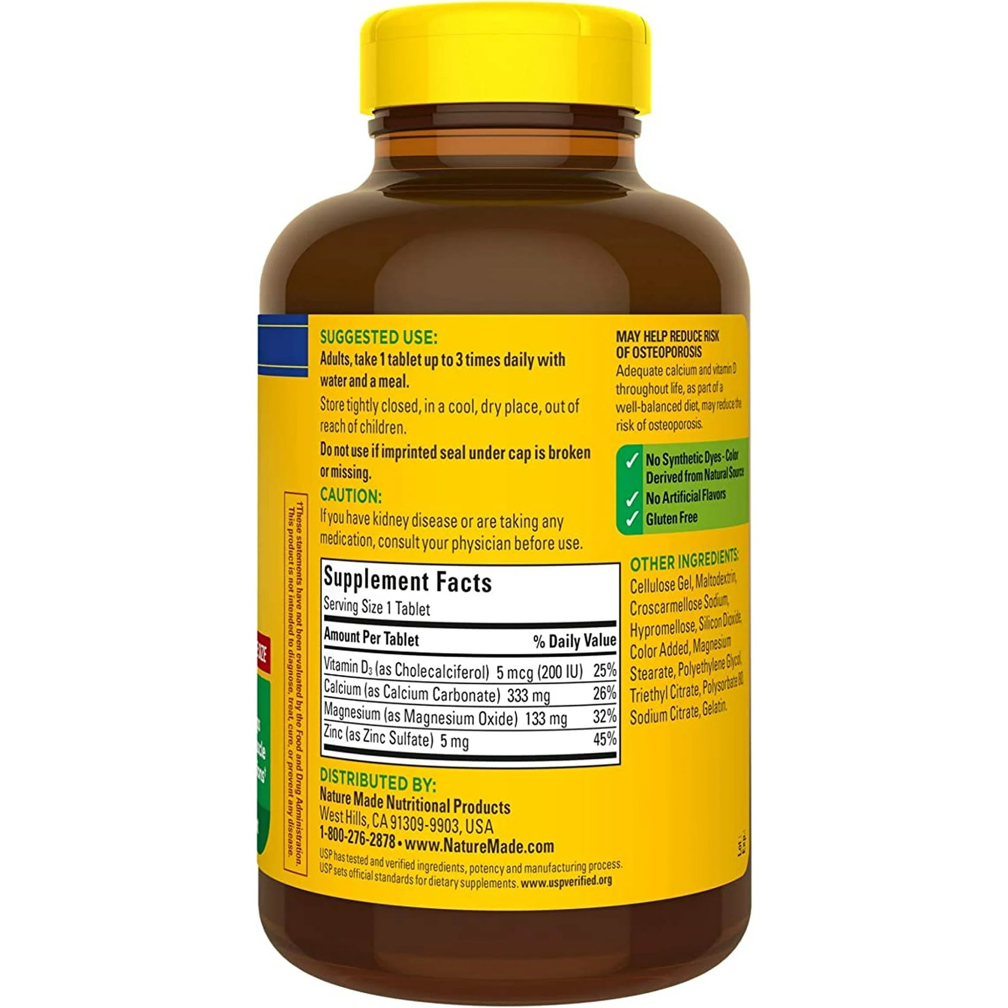 Bone Health Calcium Magnesium Zinc Vitamin D3 Supplement