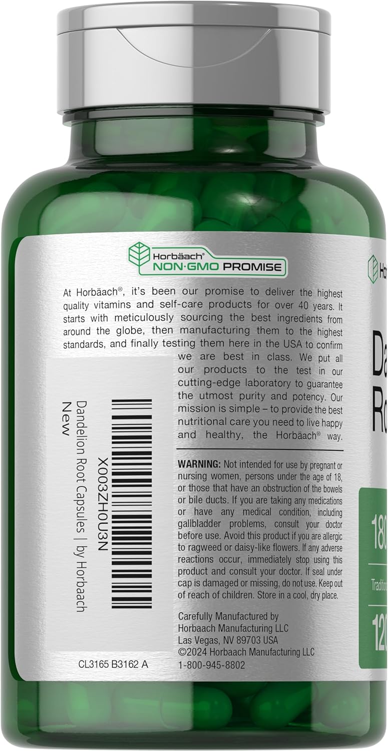 dandelion root capsules close up bottle
