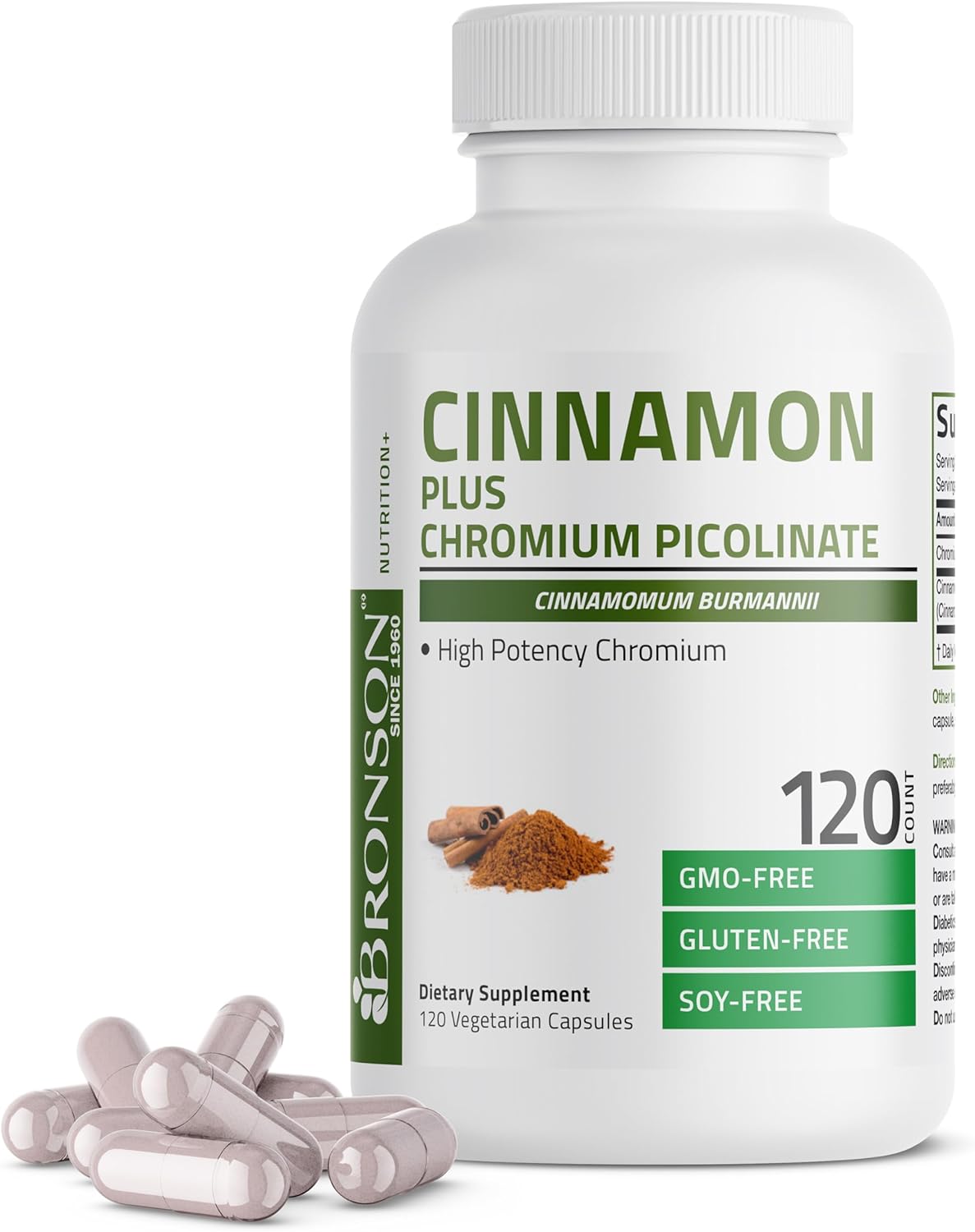 Bronson cinnamon plus chromium metabolism support capsules bottle