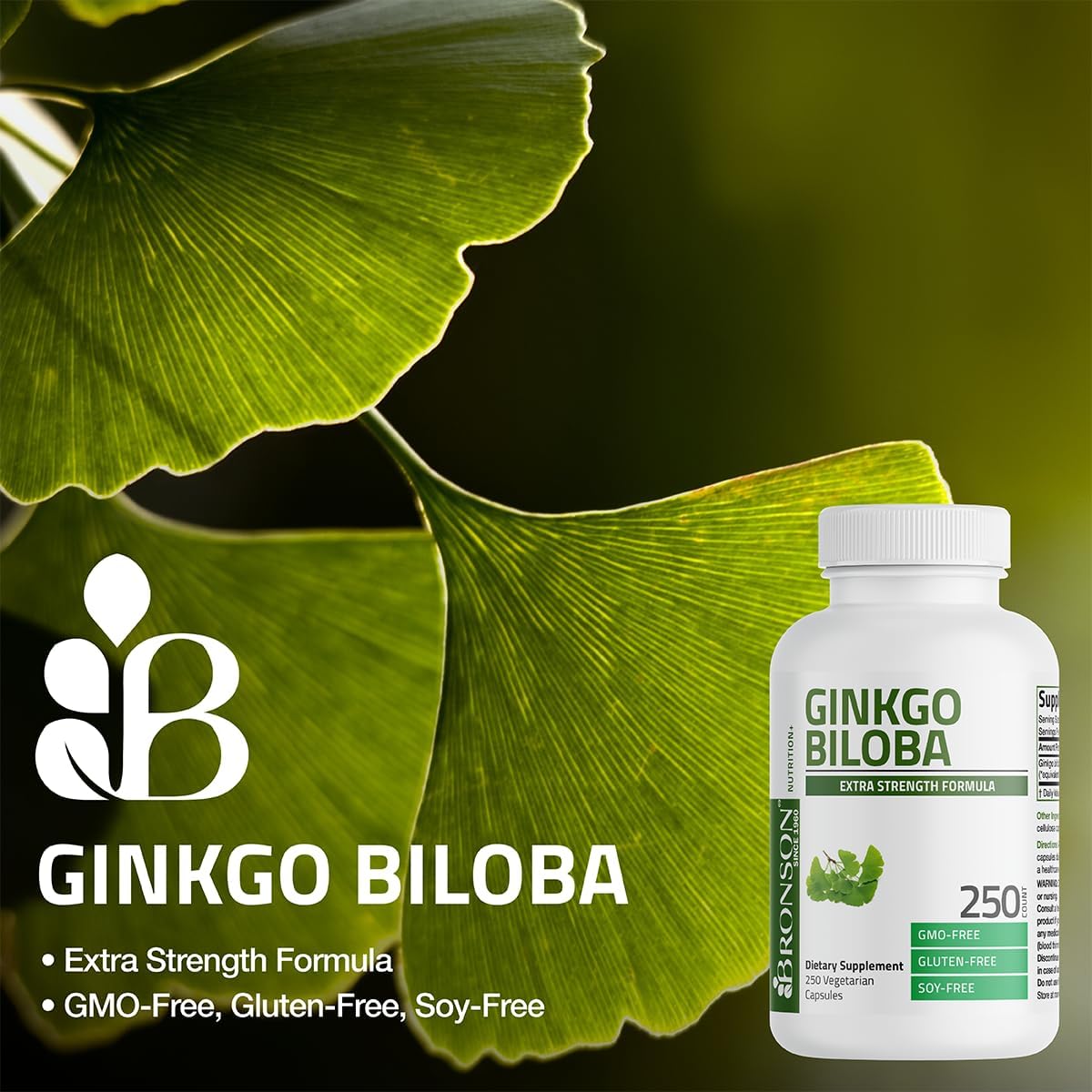 Bronson ginkgo capsules front label