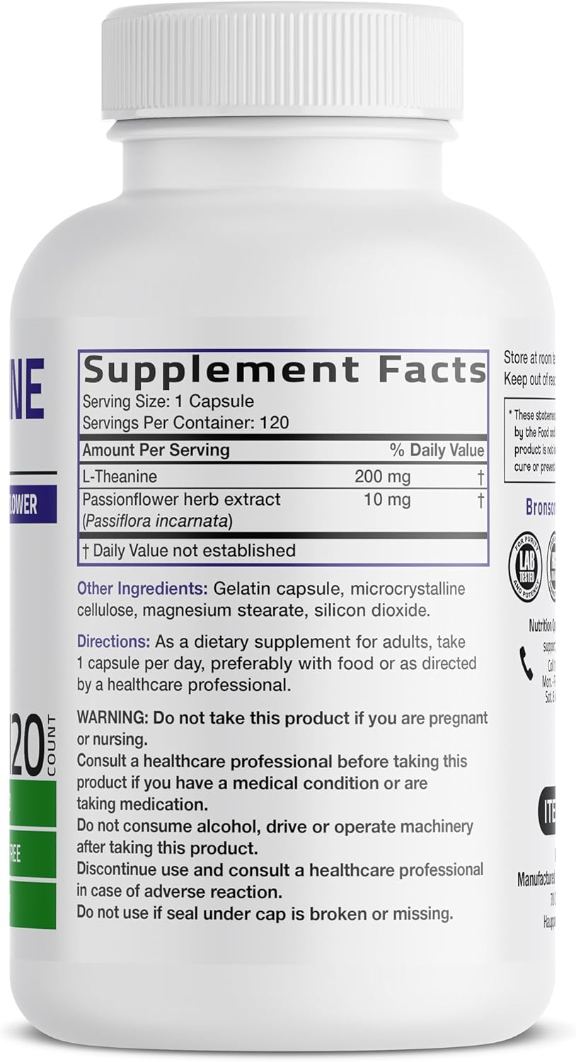 L-Theanine relaxation supplement with passion flower
