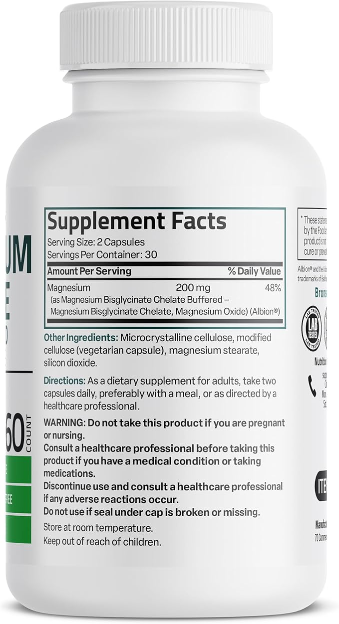 Bronson magnesium capsules front label