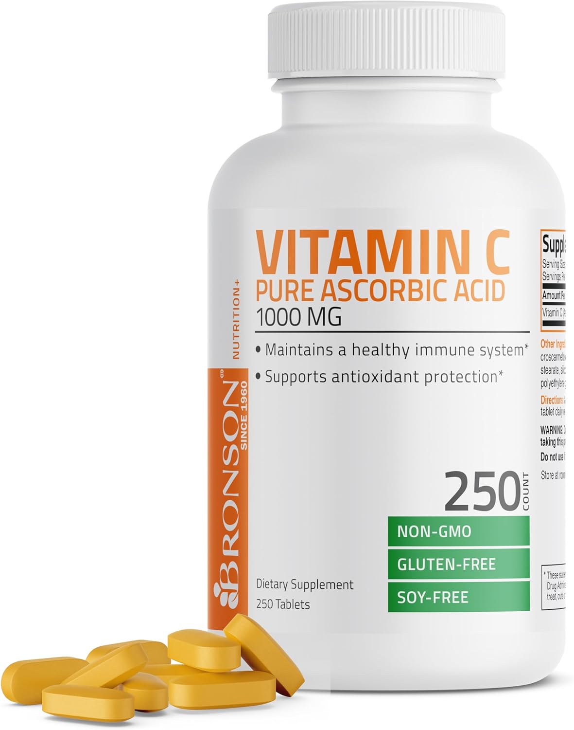 Bronson Premium Non-GMO Vitamin C 1000mg tablets bottle