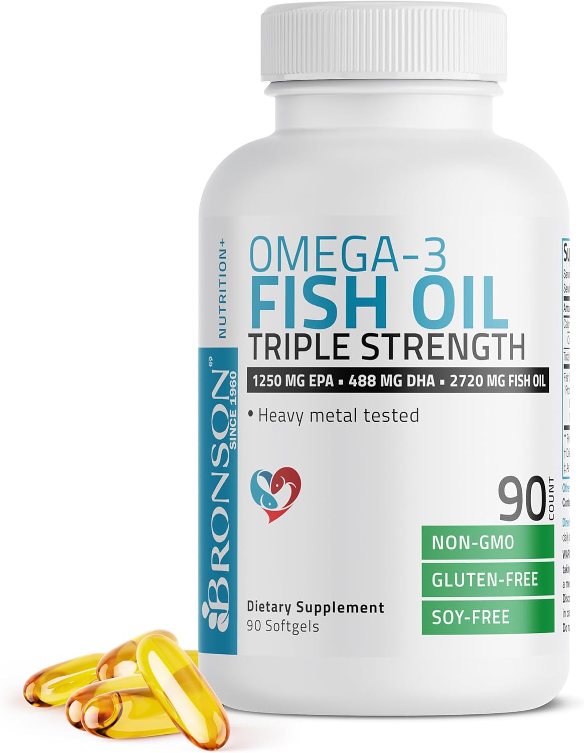Bronson triple strength omega 3 fish oil softgels bottle