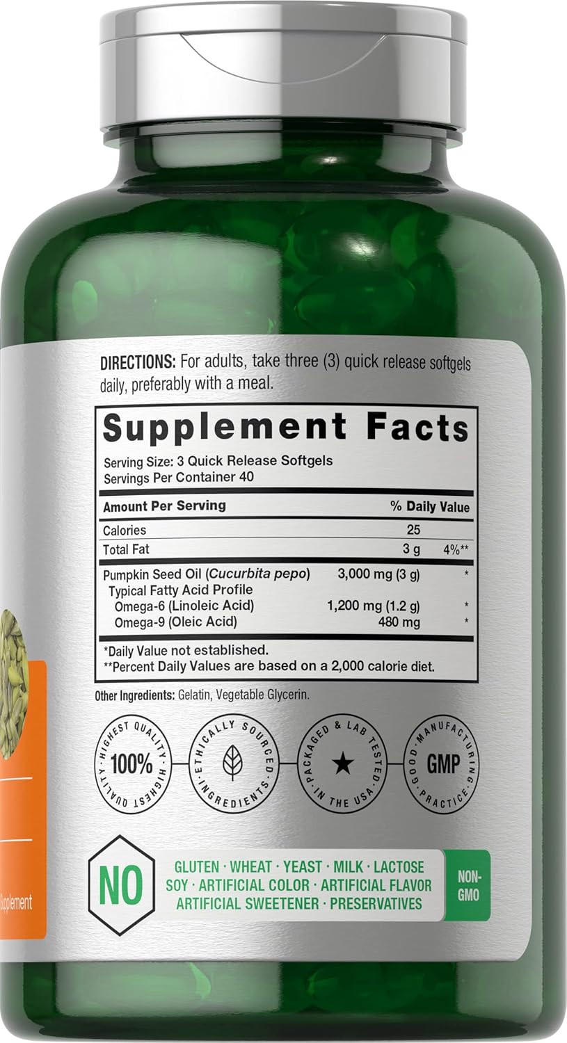 cold pressed pumpkin seed oil softgel capsules supplement