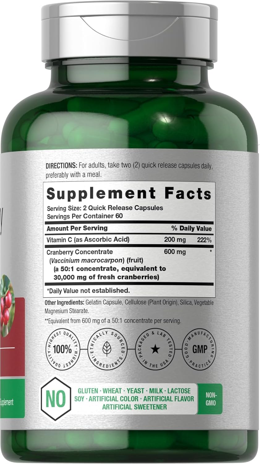 cranberry concentrate capsules with vitamin C supplement