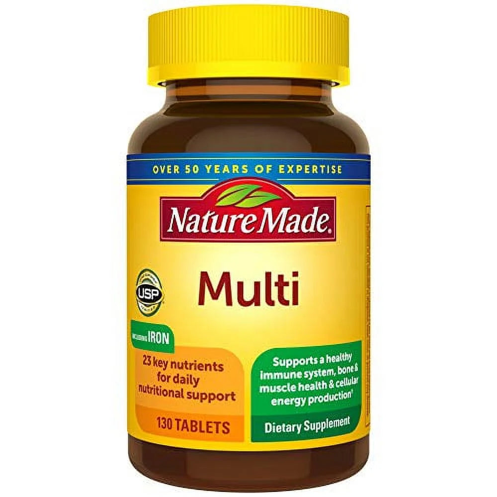 Daily multivitamin supplement with iron and essential vitamins