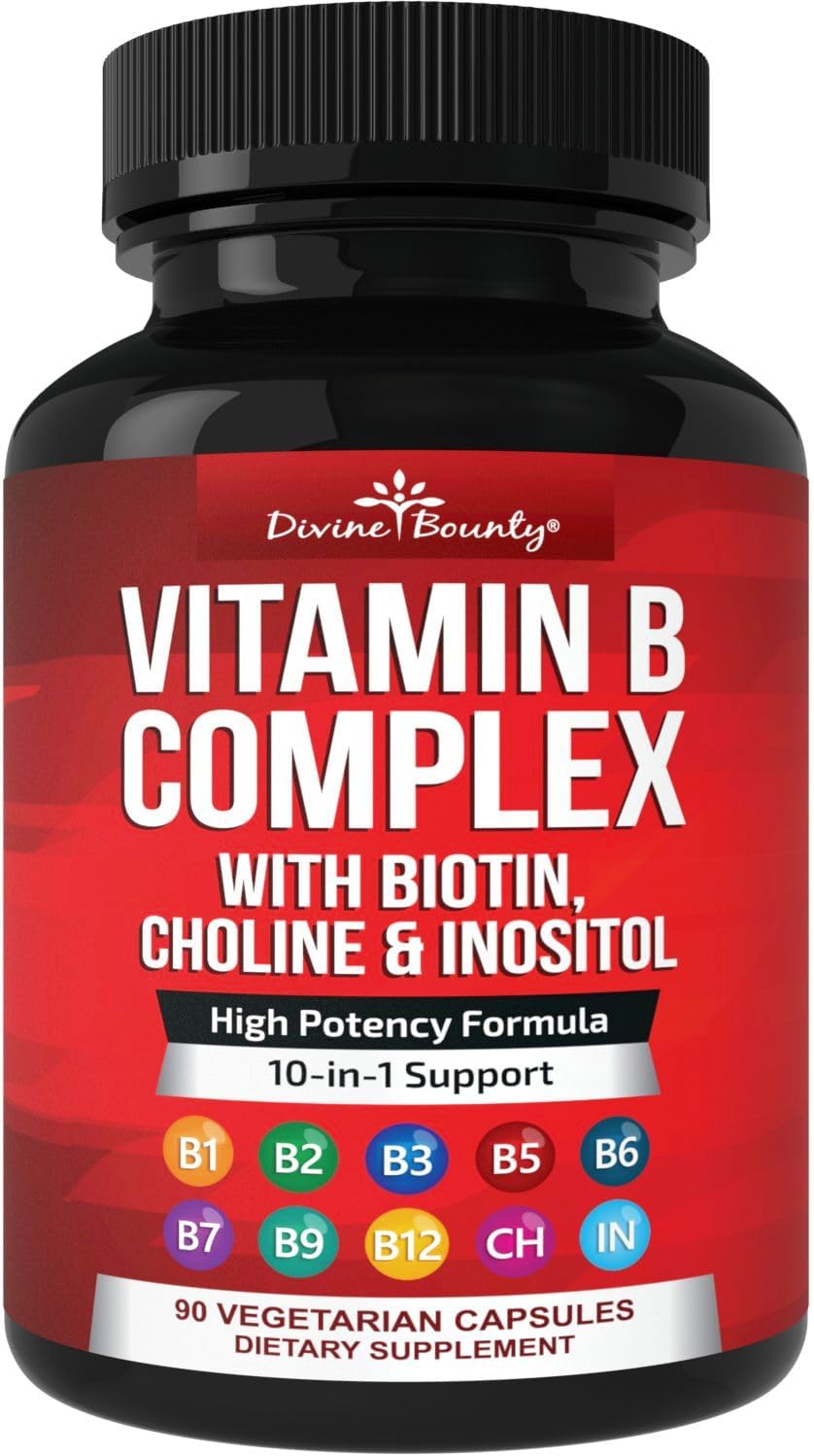 Divine Bounty super B complex vitamins 90 veggie capsules bottle