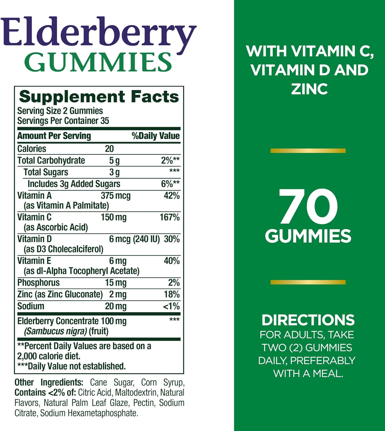 elderberry gummy supplement vitamins zinc blend