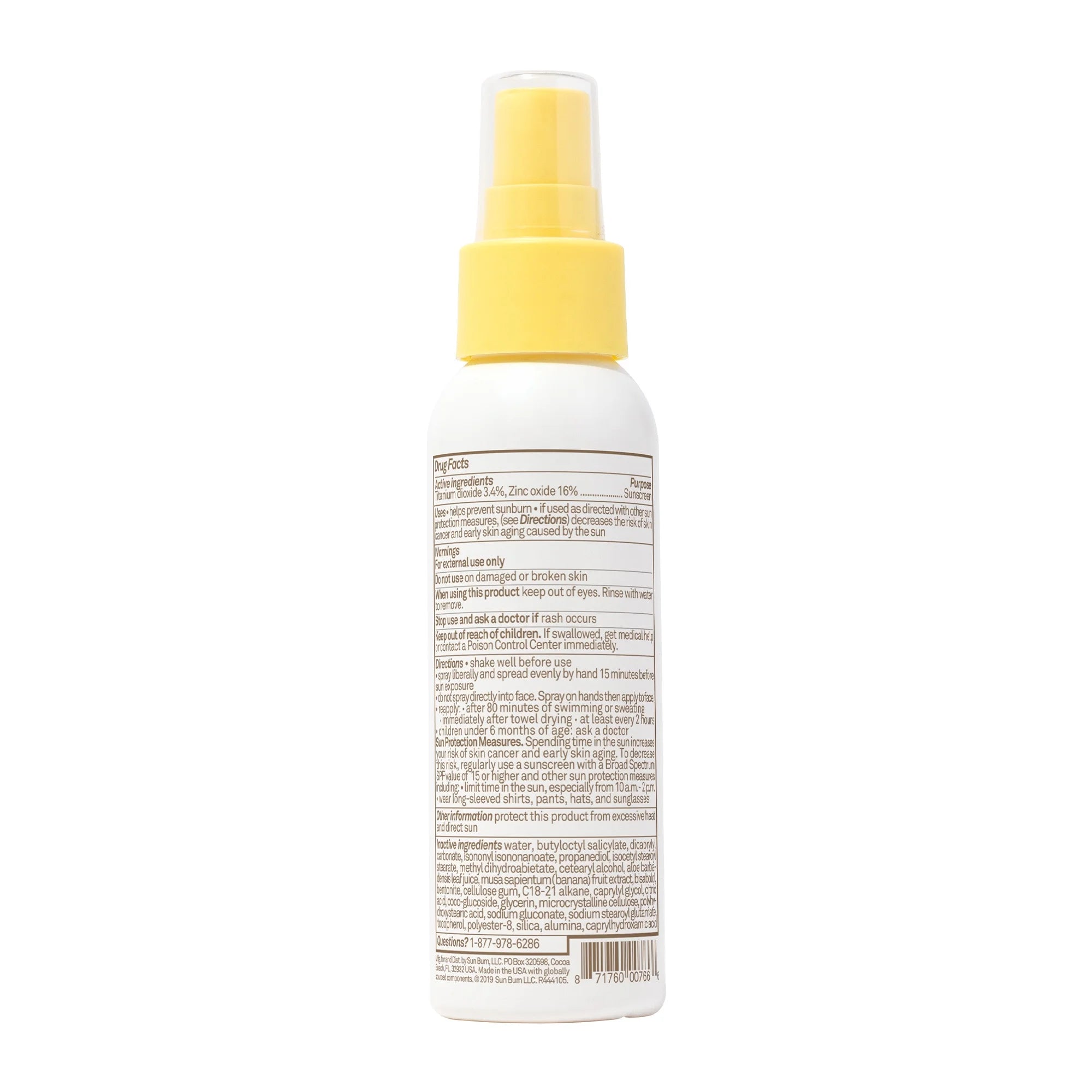 Fragrance-free baby sunscreen spray with zinc oxide
