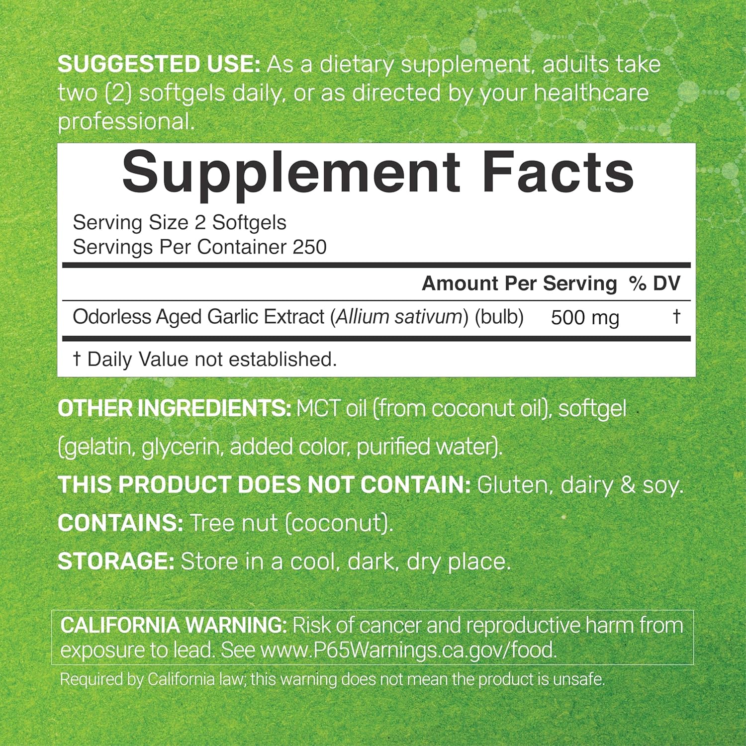 odorless garlic softgels close up product