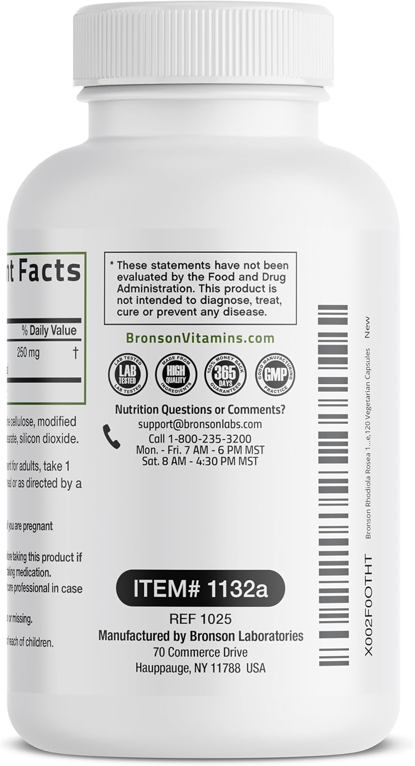 vegetarian rhodiola capsules close up product image