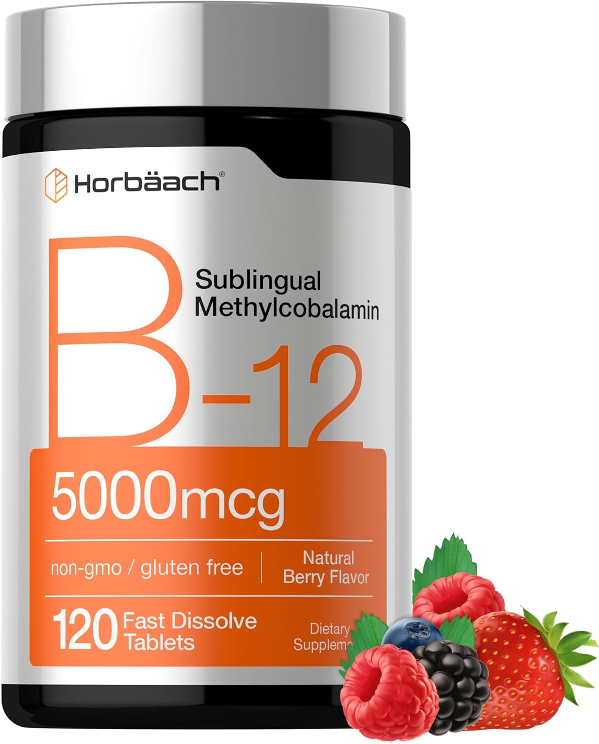 Horbaach methyl B12 5000mcg fast dissolve tablets 120 count bottle