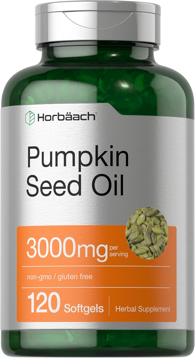 Horbaach pumpkin seed oil 3000mg softgels 120 count bottle