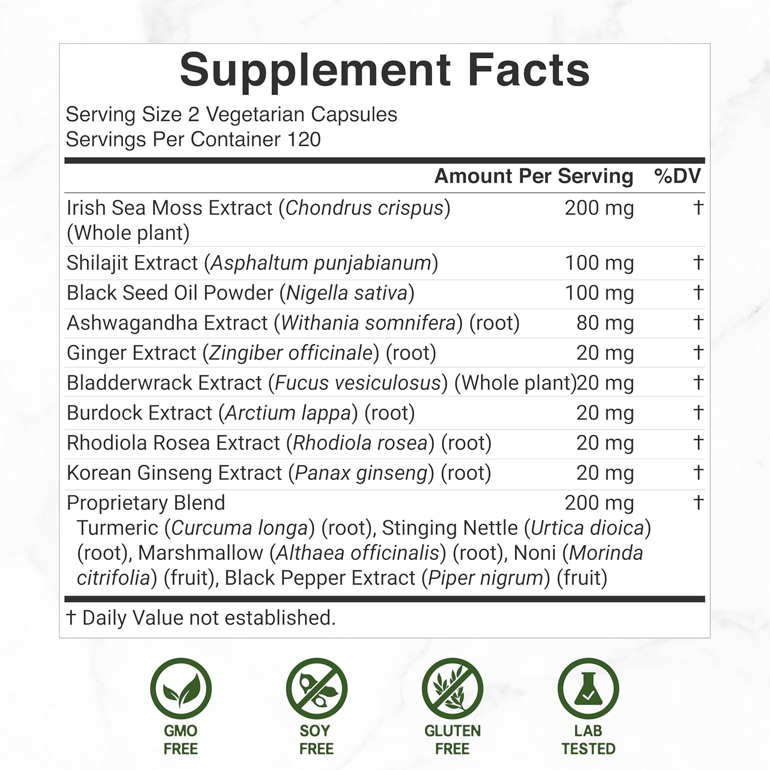 irish sea moss veggie capsules close up product
