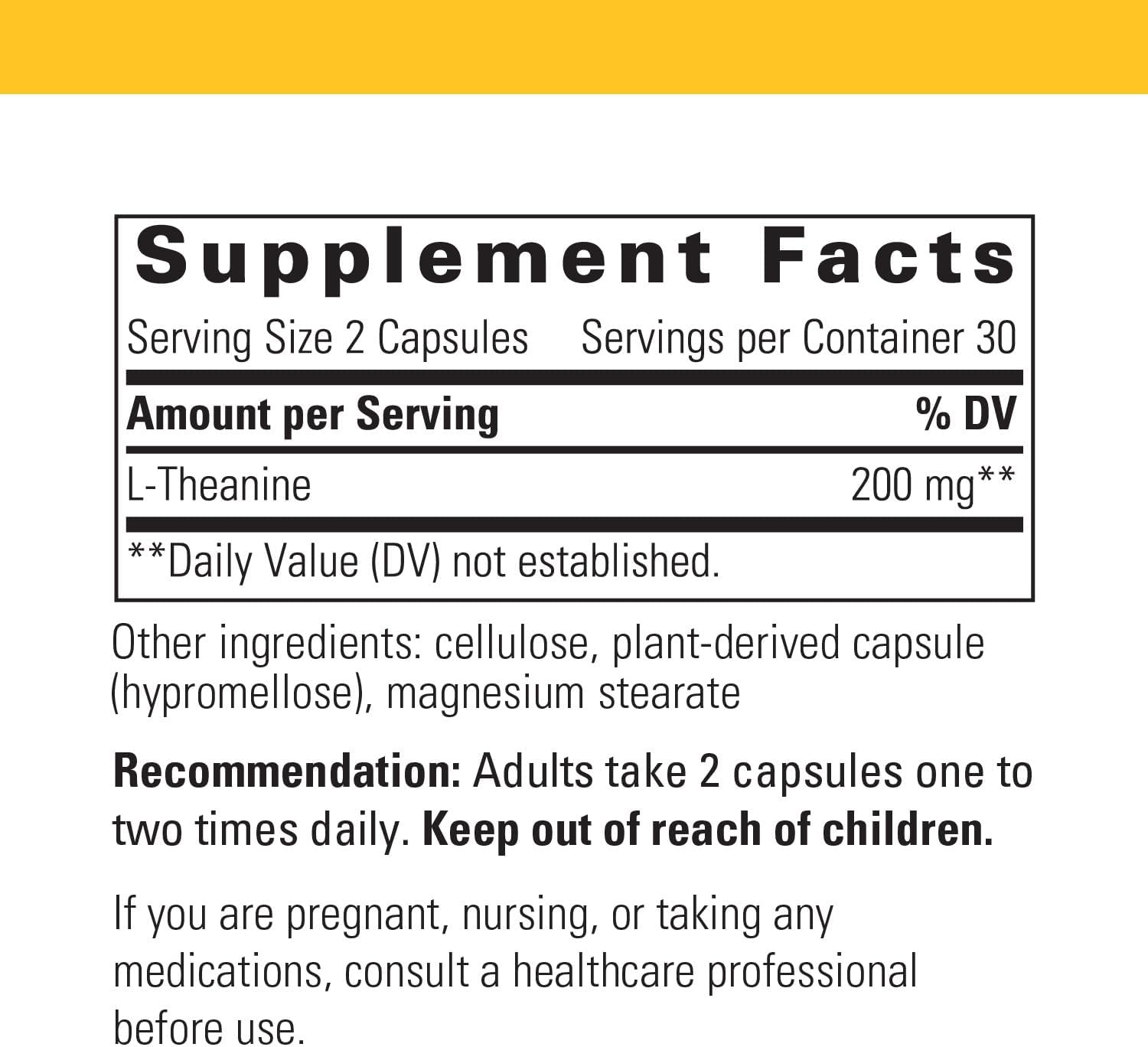 L-theanine amino acid supplement capsules 60 count