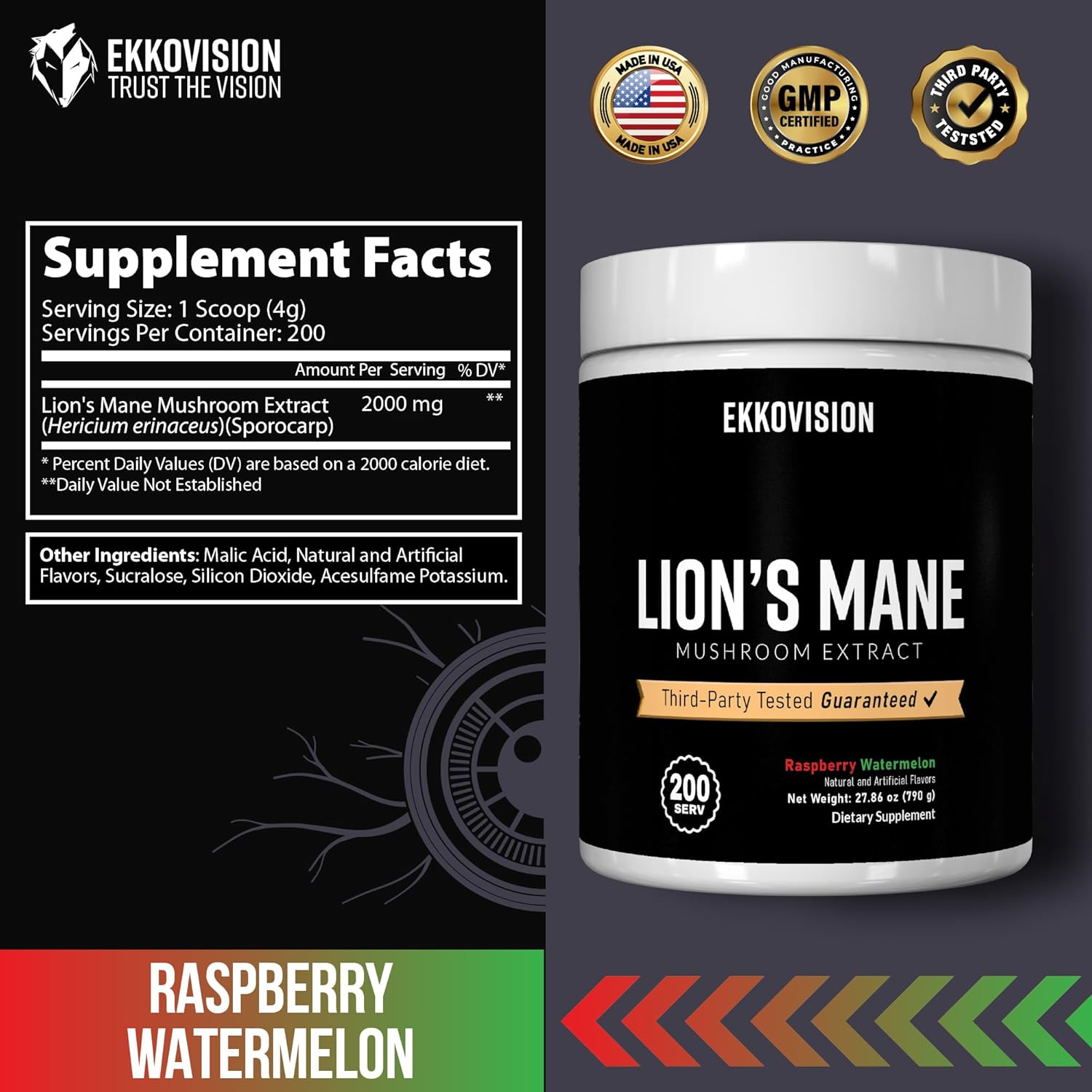 lions mane mushroom powder drink mix supplement