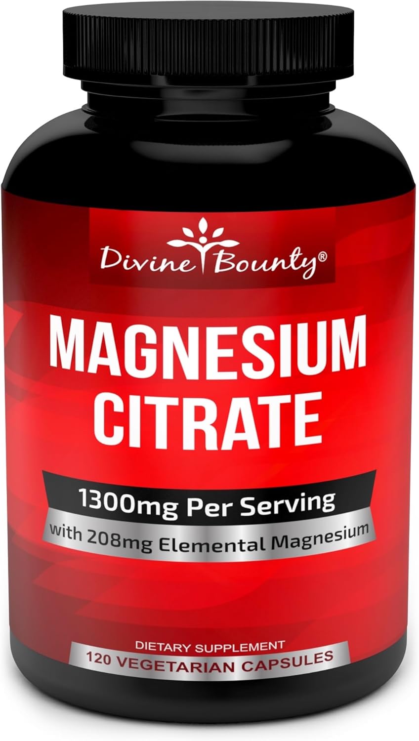 magnesium citrate capsules 1300mg 120 veggie capsules bottle