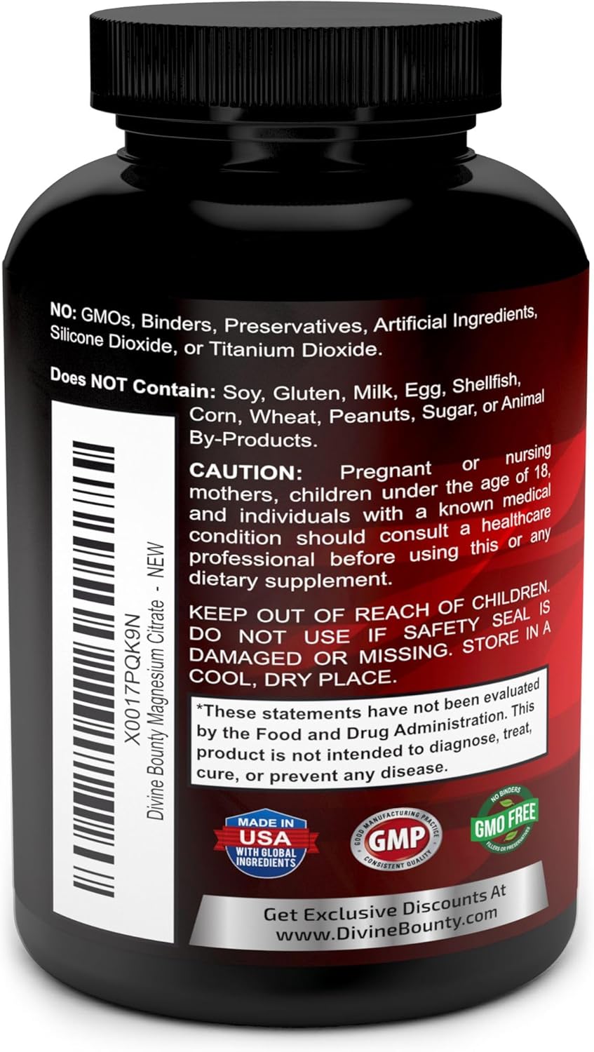 magnesium citrate capsules close up supplement bottle