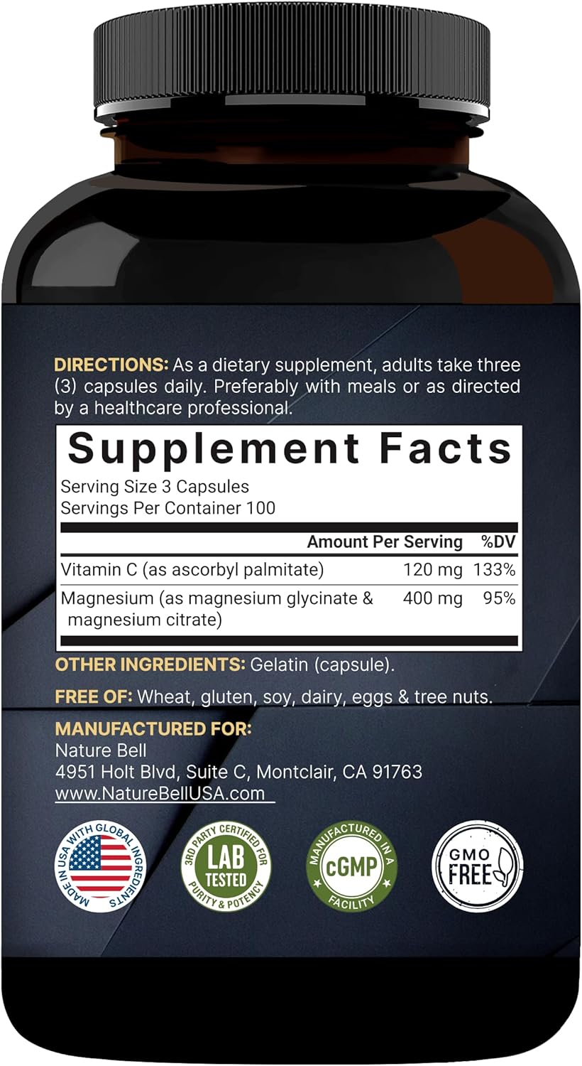 NatureBell magnesium glycinate 500mg capsules bottle