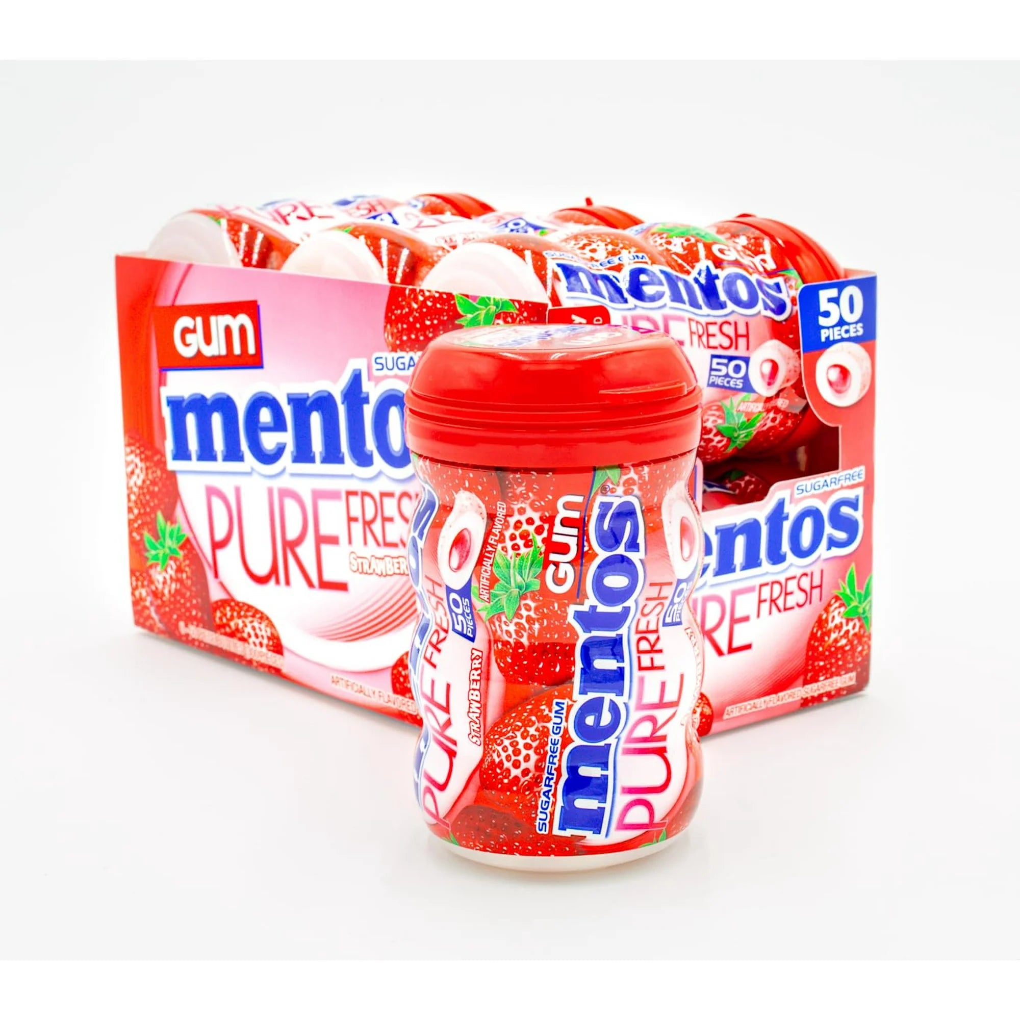 Mentos Pure Fresh Strawberry Gum Bottles Pack of 6