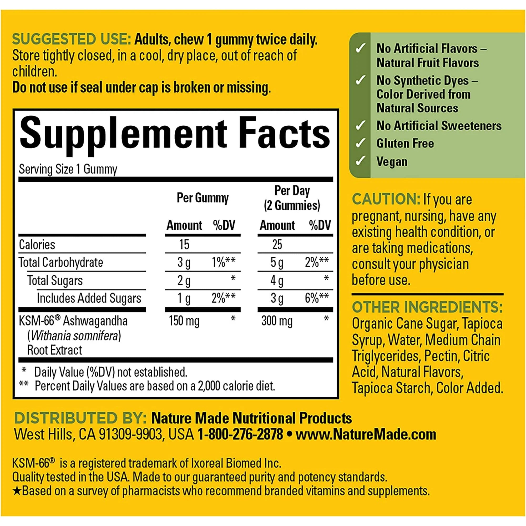 KSM-66 Ashwagandha Adaptogen Gummies 300 mg per Day