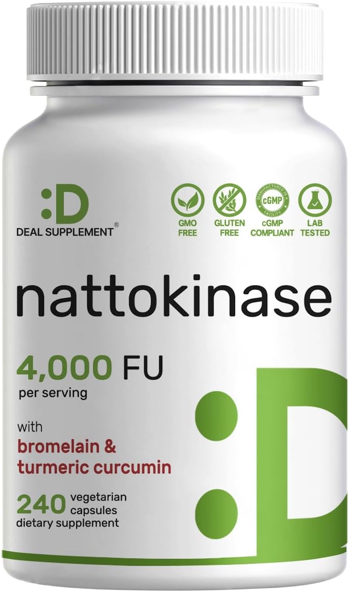 nattokinase 4000 FU capsules 240 count enzyme blend bottle