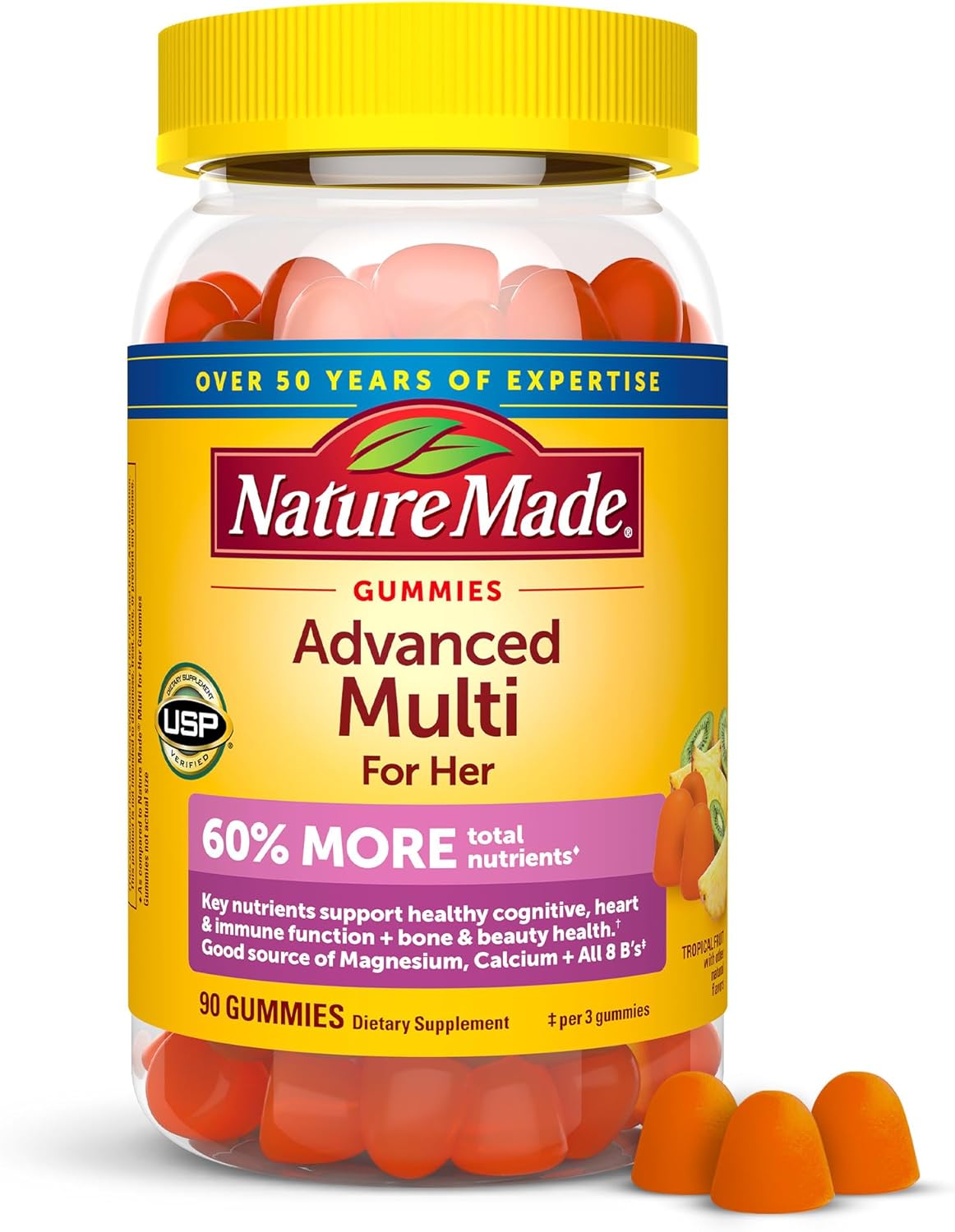 Nature Made Advanced Multi For Her gummies packaging on a white background