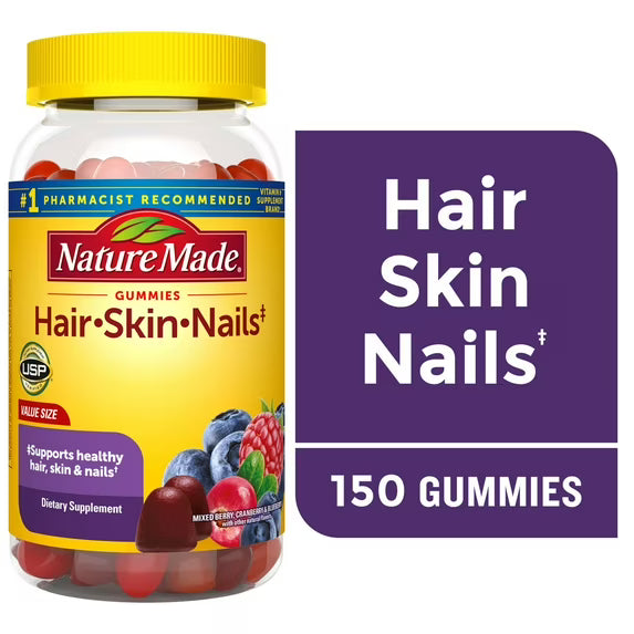 Nature Made Hair Skin Nails Biotin Gummies 150 count bottle