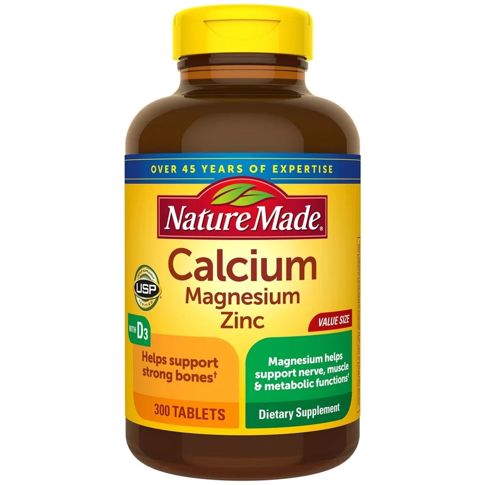 Nature Made Calcium Magnesium Zinc Vitamin D3 300 Tablets Bottle