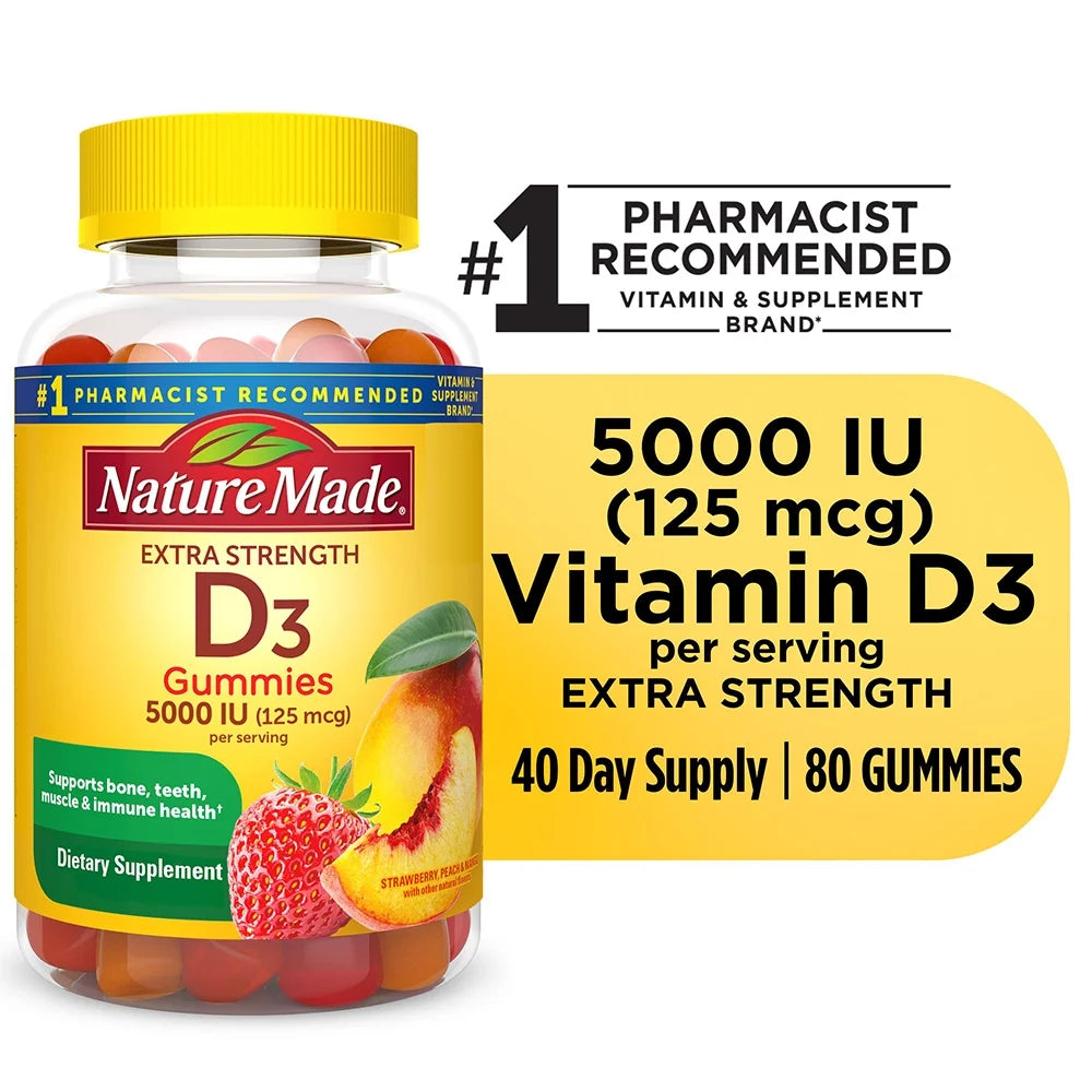 Nature Made Extra Strength Vitamin D3 gummies 80 count bottle