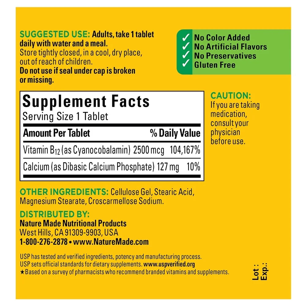 Extra Strength Vitamin B12 tablets for metabolism support