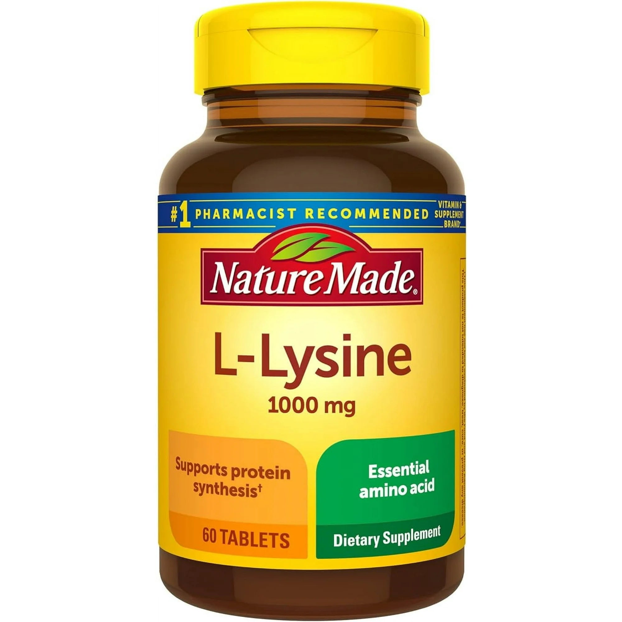 Nature Made L-Lysine 1000mg supplement front bottle view