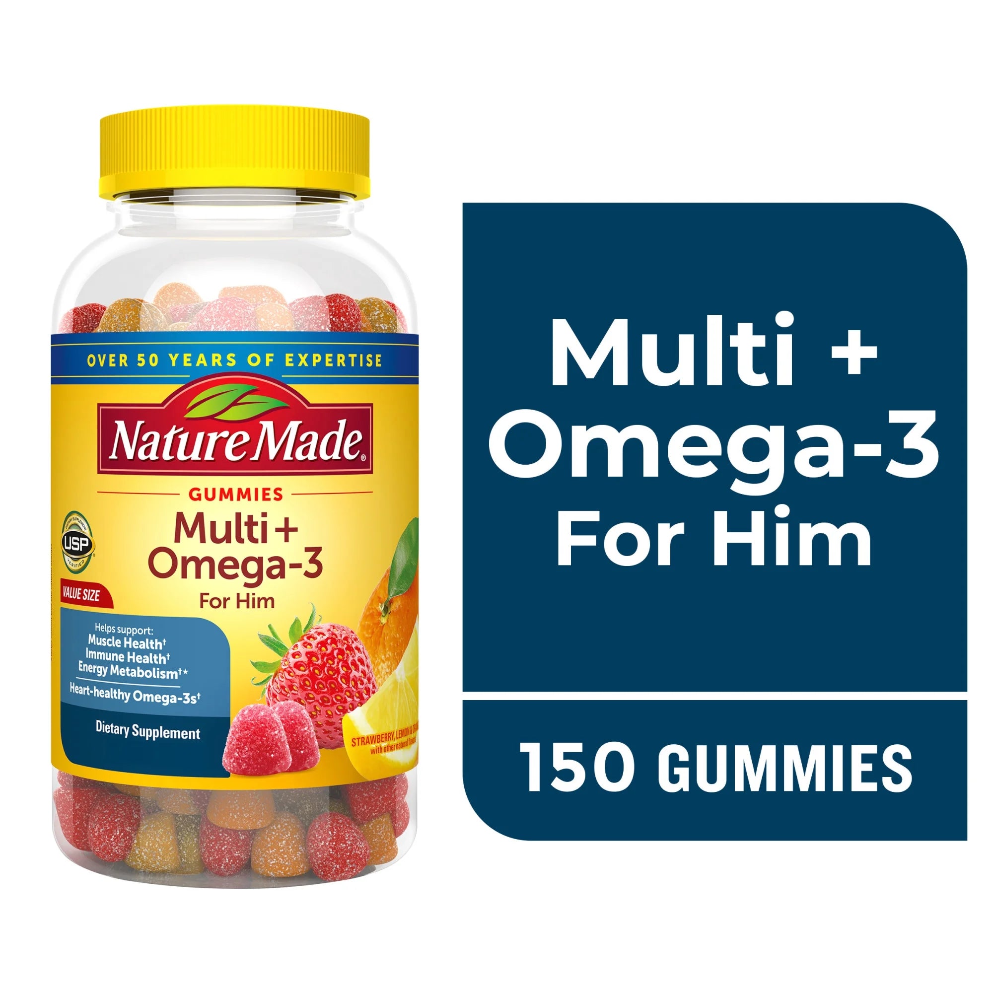 Bottle of Nature Made Men’s Multivitamin Omega-3 Gummies