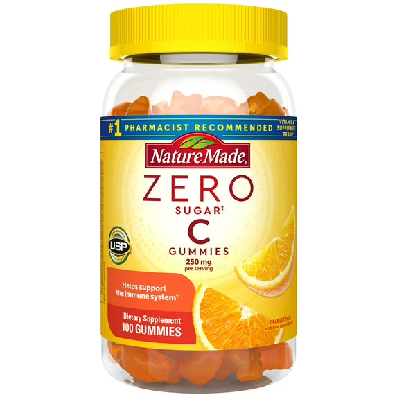 Nature Made Zero Sugar Vitamin C gummies bottle 100 count