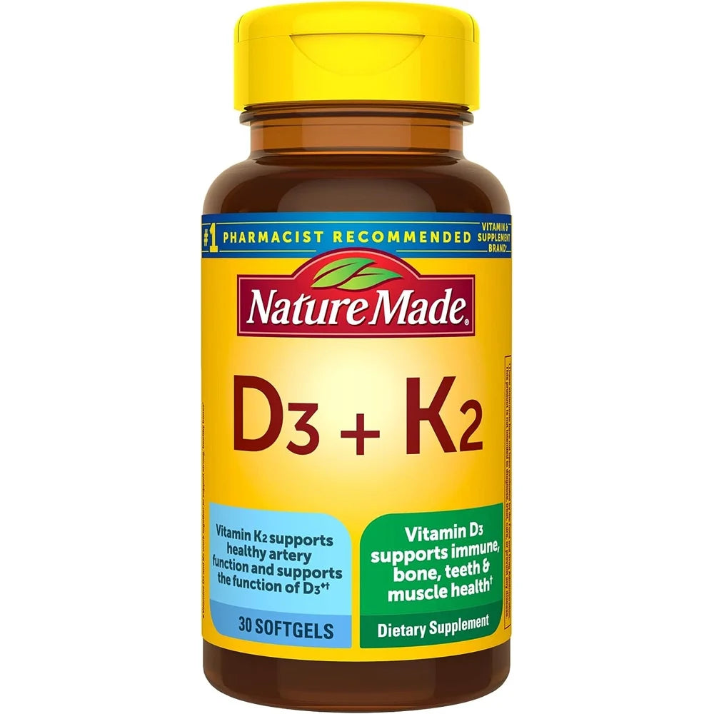 Nature Made Vitamin D3 and K2 bottle front label view