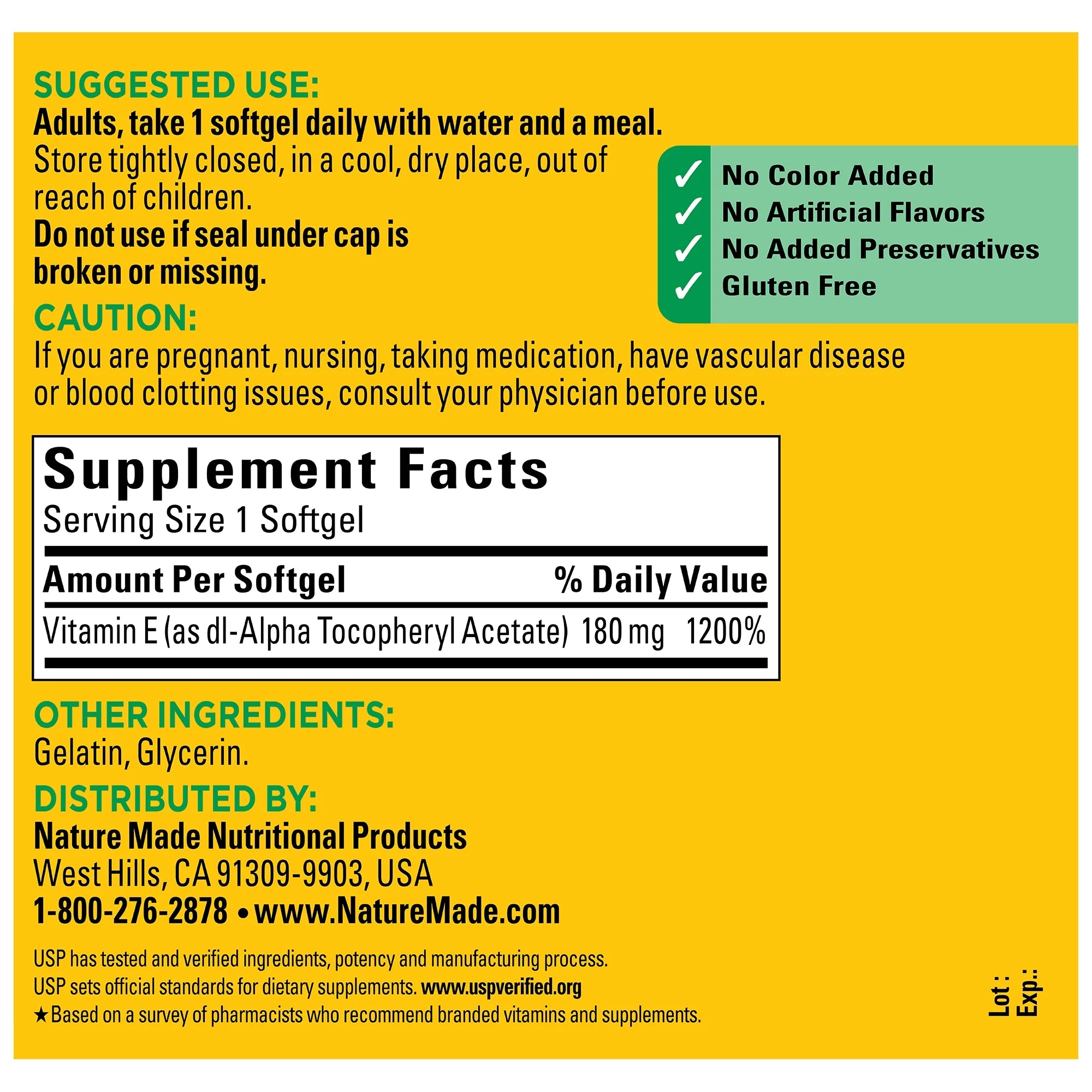 Nature Made Vitamin E 400 IU Antioxidant Defense Supplement, 300 Softgels