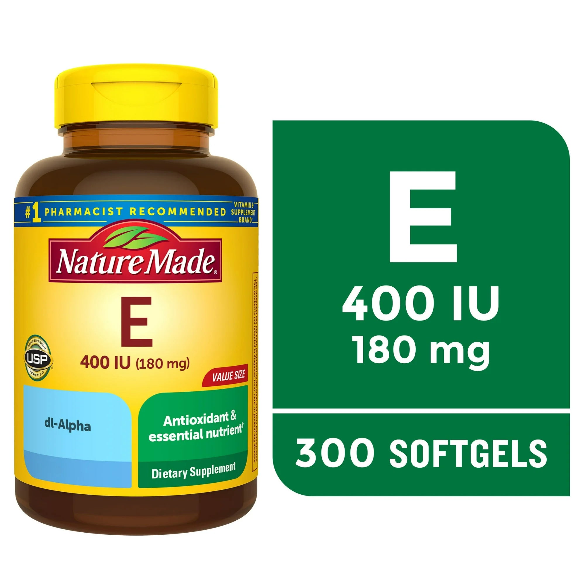 Nature Made Vitamin E 400 IU Antioxidant Defense Supplement, 300 Softgels