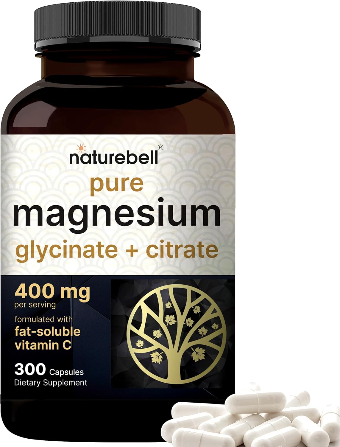 NatureBell magnesium glycinate 500mg capsules bottle