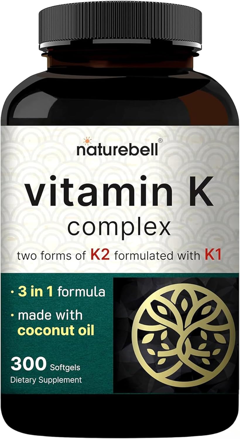 NatureBell vitamin K complex K1 K2 softgels bottle 300 count
